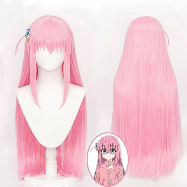 

bocchi the rock wig bocchicos wig high temperature silk pink hair, Black