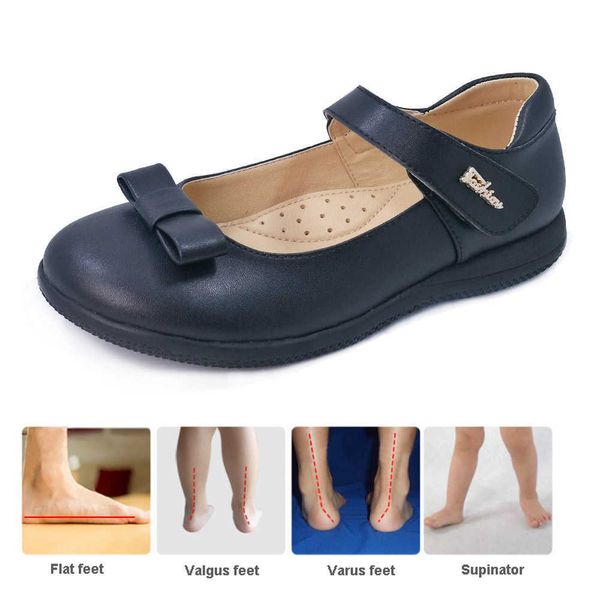 

sneakers ortoluckland girls school shoes kids leather orthopedic footwear new princess bowknots jazz dance black sandals for children l23022, Black;red