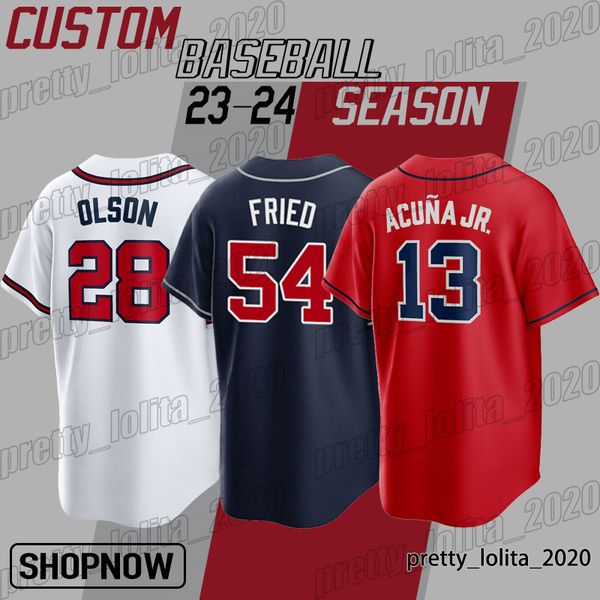 

23 michael harris ii baseball jersey ronald acuna jr sean murphy matt olson austin riley jerseys max fried ozzie albies eddie rosario hank a, Blue;black