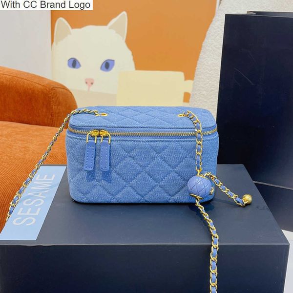 

luxury cc shoulder bags classic mini box bags fashion adjustable shoulder strap quilted crossbody bag denim cosmetic vanity handbags luxury