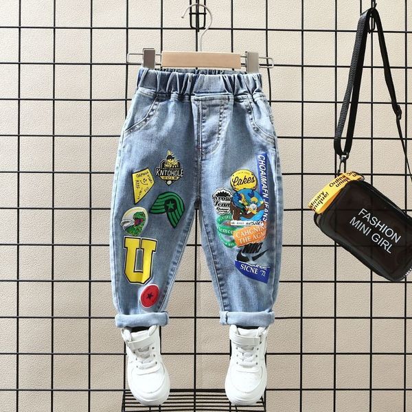 

jeans kids boys jeans fashion clothes classic pants denim clothing children baby boy casual bowboy long trousers 1-7y 230223, Blue