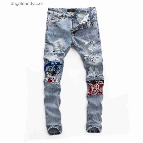 

nightclub 2023 amirs denim standard jeans designer pants man men's ins social trend university washing white jeans nightclub men 95tn, Blue