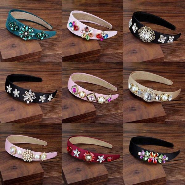 

hair clips barrettes simple diamante hair hoop crystal and pearl women hairbands wide rhinestone headband for wedding party vintage hair jew, Golden;silver