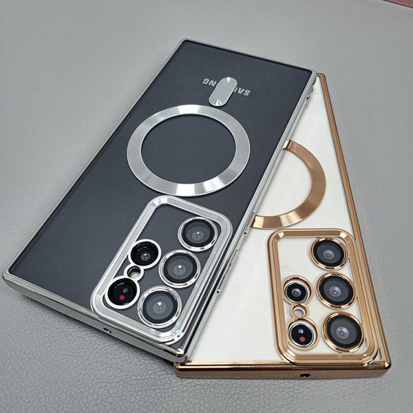 

transparent for magsafe case for iphone 14 13 12 11 pro max samsung galaxy s23 s22 s21 ultra plus clear silicone camera lens full protective