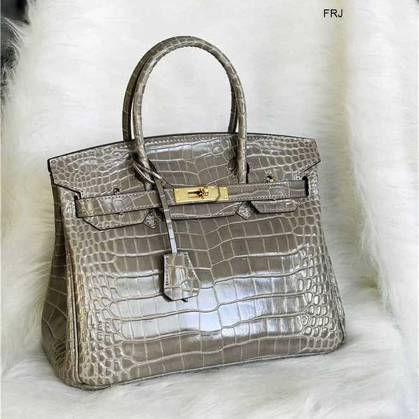 

designer handbags birkin herme bags crocodile leather womens quality fashion portable one shoulder messenger have logo frj