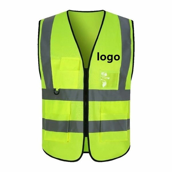 

men's vests custom reflective safety vest bright neon color with 2 inch striporange trimzipper 230223, Black;white
