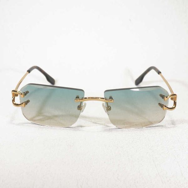 

vintage rimless small c wire sunglassess men eyewear women for summer diamond cutting clear glasses metal frame new fashion factory sun glas, White;black