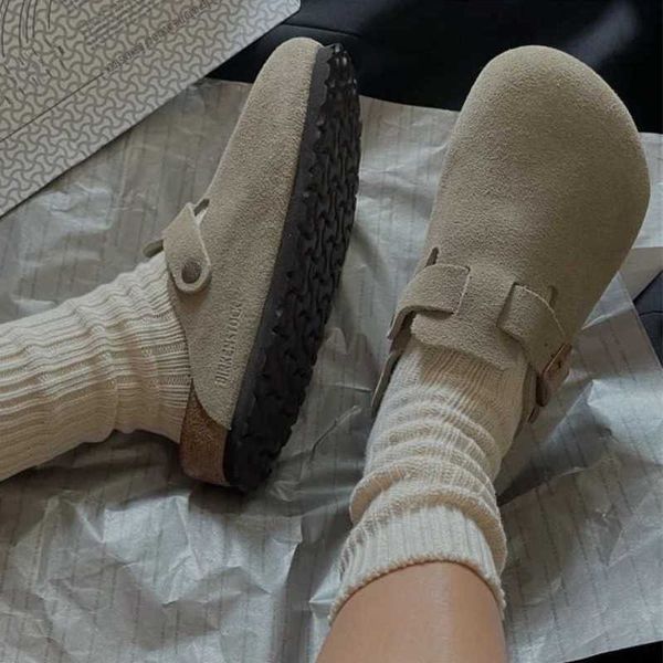 

luxury slippers designer birkinstocks sandals desired life star with the same type of baotou cowhide slippers forest department's liter, Black