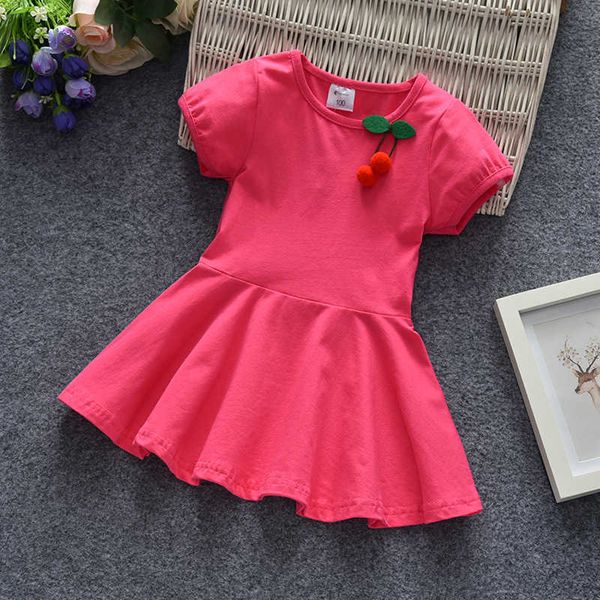 

girl's dresses summer girls short sleeve causal dress baby kids a line swing basic skater twirl summer mini sport dress clothes for 14, Red;yellow