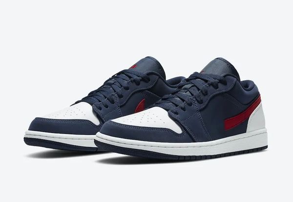 

basketball shoes jumpman 1 low usa navy white university red outdoor sneaker sports with original box
