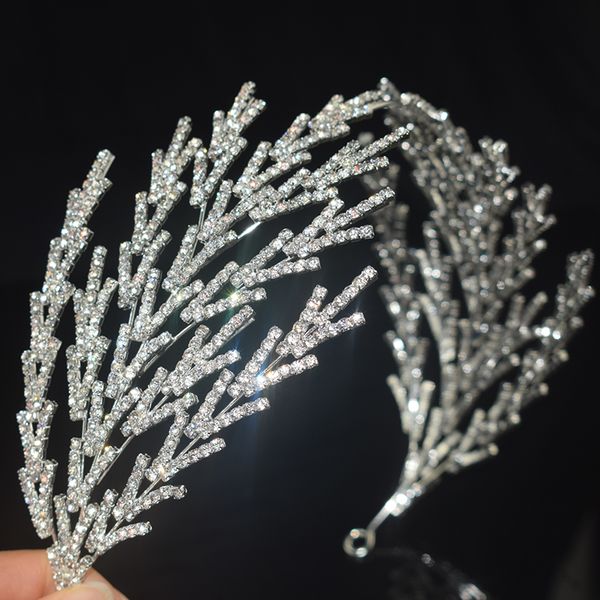 

wedding hair jewelry retro luxury bridal band headband baroque crystal headdres band prom girl accessories 230223, Slivery;golden