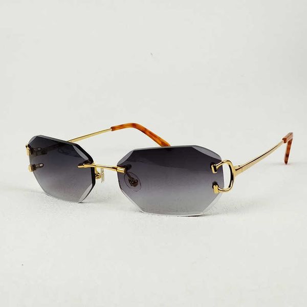 

vintage c wire sunglasses men rimless eyewear women diamond cutting clear glasses metal frame with case new fashion factory sun glasses 70%o, White;black