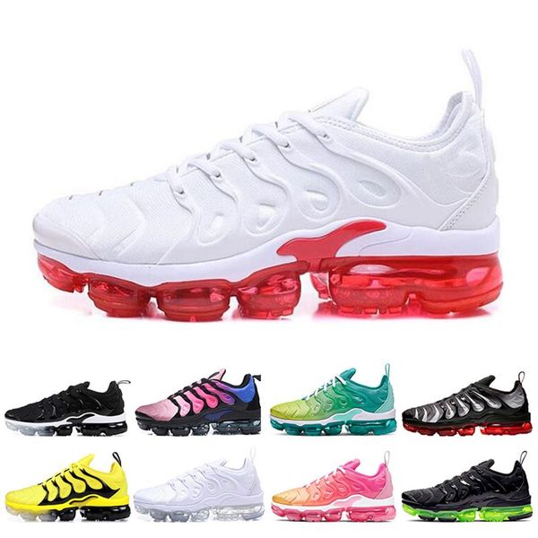 

tn plus mens womens running shoes rainbow bumblebee lemon lime aurora green triple black white women sports sneakers size 3645250t