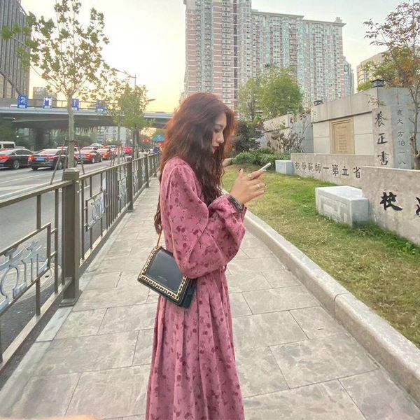 

casual dresses vintage french corduroy floral long for women fashion slim sweet plus size clothing elegant office sleeve red dress 230223, Black;gray