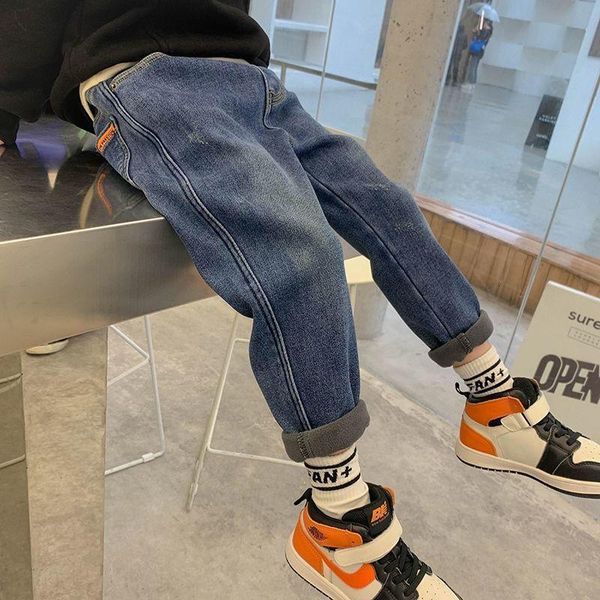 

jeans boys' jeans boys' casual jeans autumn and winter thickened style children's loose bottoms clothing 100-160cm 230223, Blue