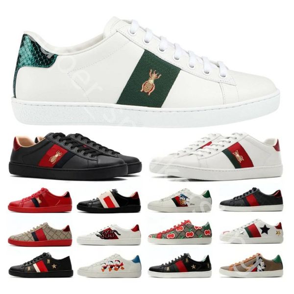 

red ggs''gg mens embroidered women italy snake casual shoes tiger designer loafers stripe white flat sneakers couples green traine, Black