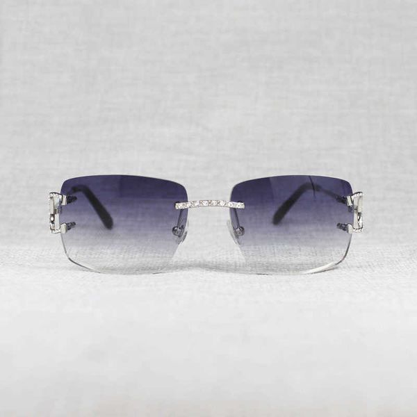 

luxury rhinestone c wire rimless oval sunglasses men stone metal frame square shades for women summer club eyewear new fashion factory sun g, White;black