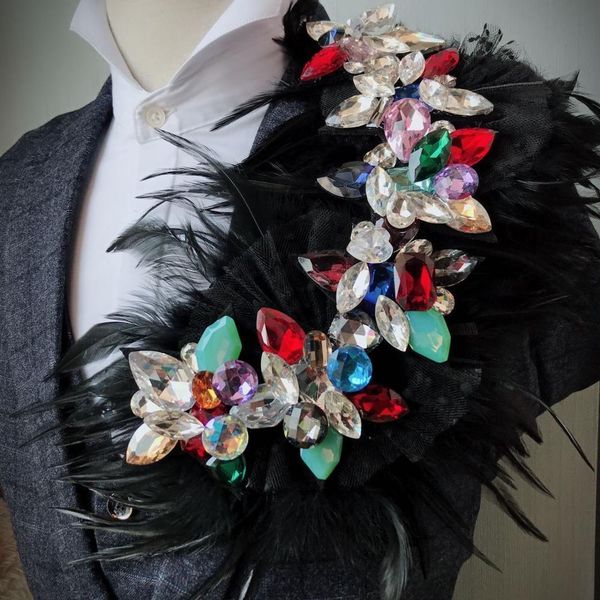 

pins brooches men alloy chain lapel pin punk feather child women wedding party mesh lace tassels sequined shoulder corsage 230223, Gray