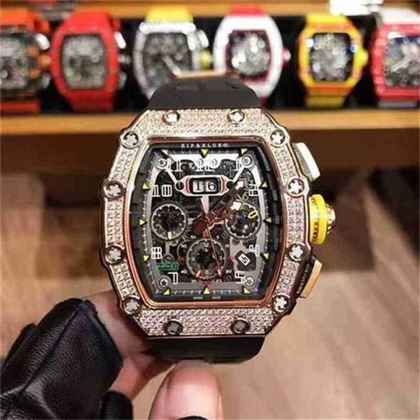 

full-automatic luxury mens mechanics dial watch richa famous mechanical same personalized wine barrel shaped sky holl star large 1 t4nt, Black;brown