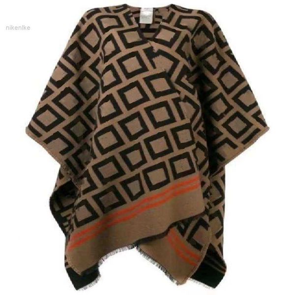 

2023 designer women's outerwear coats cape fashion womens scarves wool cashmere scarf autumn and winter ladies cape coat shawl, Black