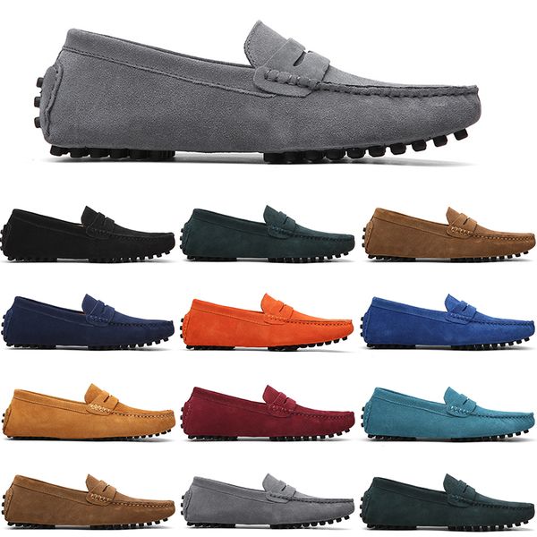 

men casual shoes mens slip on lazy suede leather shoe big size 38-47 burgundy, Black