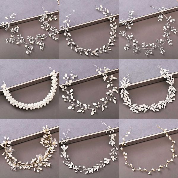 

hair clips barrettes pearl rhinestone women headband wedding hair accessories for women bride tiara headband hair jewelry silver color hairb, Golden;silver