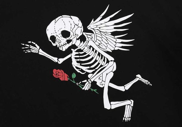

t-shirts galler tee cotton depti american fashion brand skull rose printed short sleeve t-shirt men women lovers high street hal, White;black