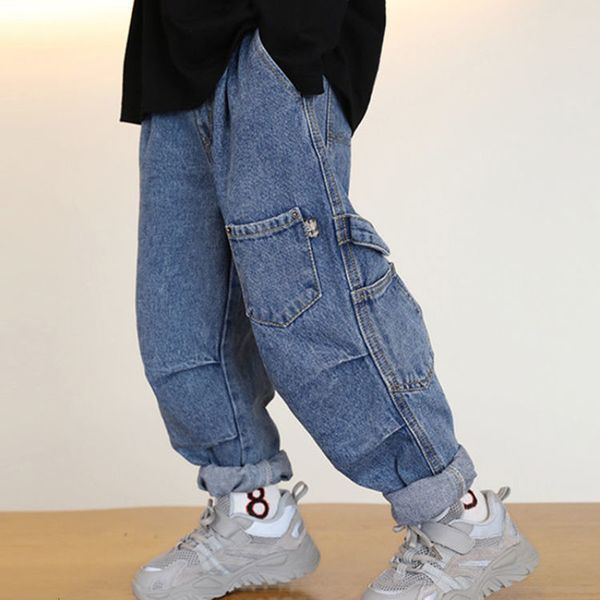 

jeans boys jeans casual child plus velvet pants winter kids jeans boys 3-12y girls thicking warm denim trousers teen clothes 230223, Blue