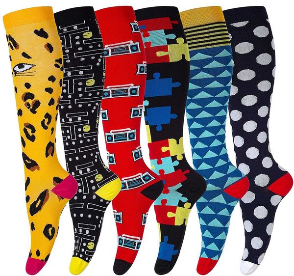 

5pc socks hosiery new compression socks men women anti fatigue varicose veins edema knee high 2030 mmhg sports compression stocking drop sho, Black;white