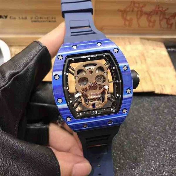 

wristwatches luxury chronograph mens barrel mechanical swiss watch wine richa personality milles leisure skull movement multifunctional 1sac, Black;brown