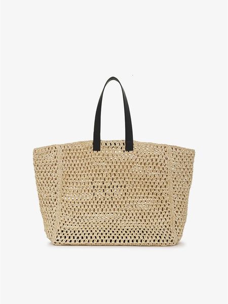 

shopping bags embroidery women straw large capacity tote bag hollow out black strap female fashion one shoulder 230223