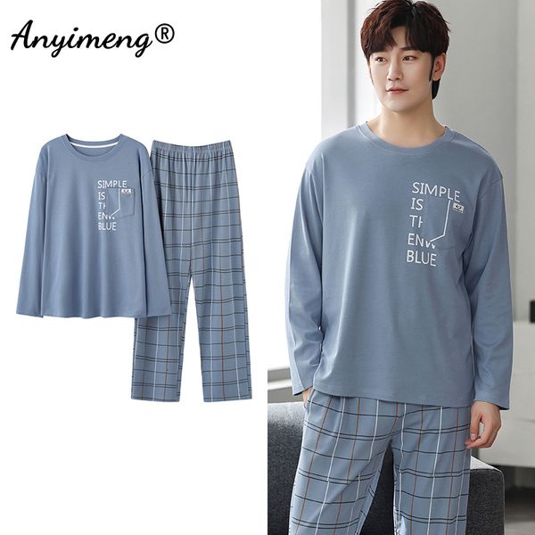 

men's sleepwear korean minimalist style man pajamas set long sleeve loungewear cotton sleepwear for boy leisure mens pijamas fashion ho, Black;brown