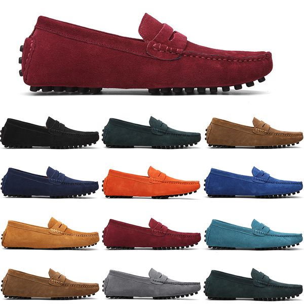 

men casual shoes mens slip on lazy suede leather shoe big size 38-47 light tan, Black