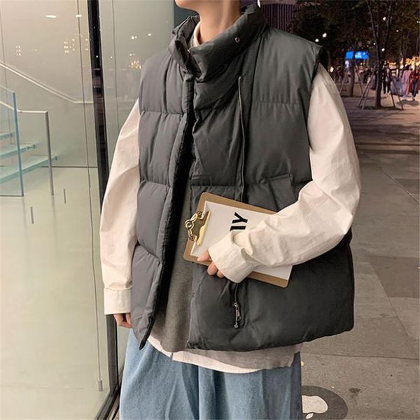 

men's vests men jacket autumn winter fashion warm thick cotton coats leisure streetwear loose outerwear male sleeveless 230223, Black;white