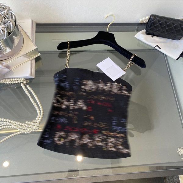 

designer runway summer 2023 women's t-shirt fashion chain tanks ladies elegant letter women sleeveless casual tank top, White