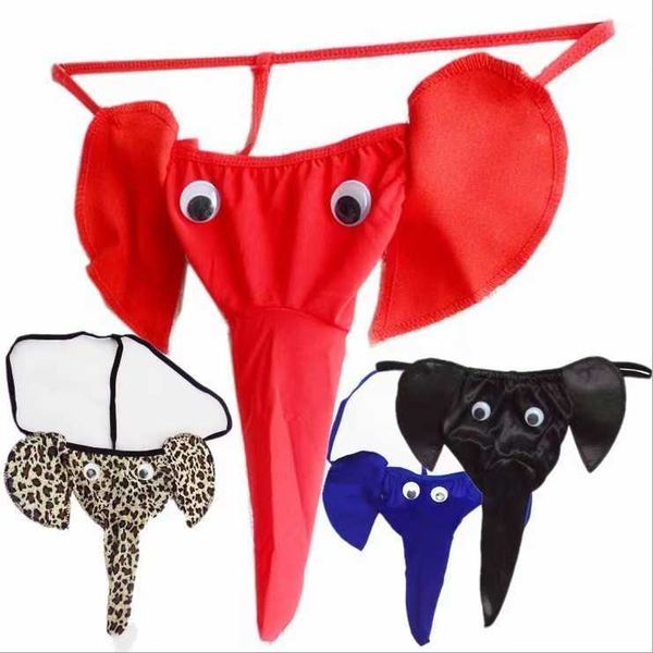 

underwear thong cartoon men's fun underwear elephant t-pants, Black;brown