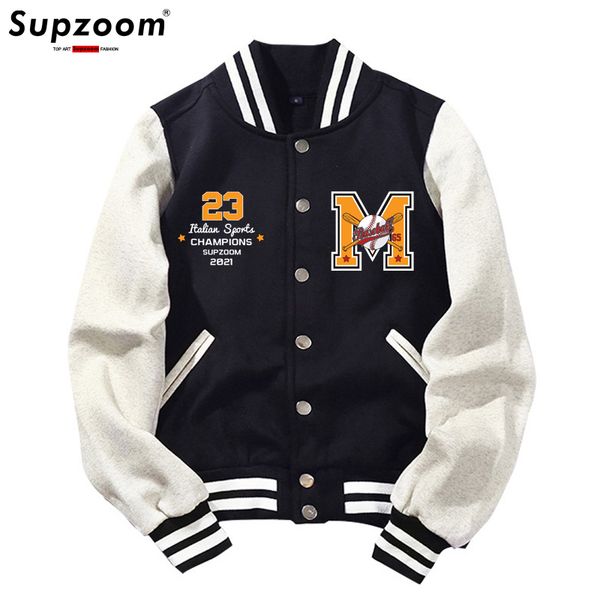 

men's jackets supzoom arrival letter rib sleeve cotton fashion single breasted casual bomber baseball jacket loose cardigan coat 230223, Black;brown