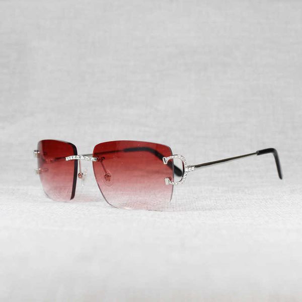 

vintage rhinestone rimless sunglasses men oval stone c wire eyeglasses metal frame square shades women for summer club eyewear new fashion f, White;black
