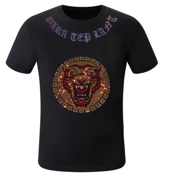 

hip hop casual clothing male designer rhinestone men's t-shirts fashion brand pullovers, White;black