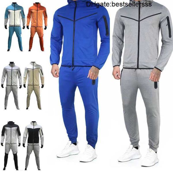 

thin tech fleece men tracksuit designer sweat suit two piece set sports sweatpants with long sleeve hoodie for spring autumn 3xl mens 4cc1, Gray