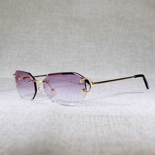 

vintage rimless c wire sunglasses men eyewear women for summer diamond cutting clear glasses metal frame new fashion factory sun glasses 70%, White;black