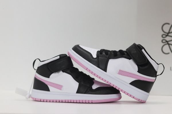 

velcro designer kids shoes for basketball jumpman 1 1s mid youth shoes white light arctic pink black outdoor running sneakers