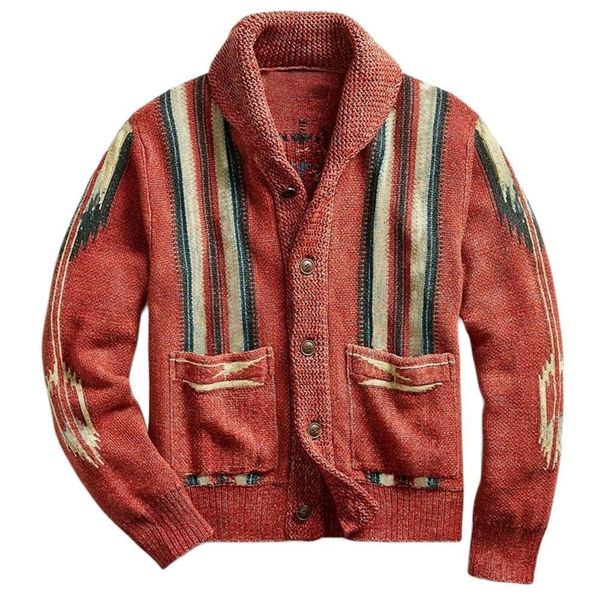 

men's sweaters autumn 2023 europeusa style menyouth lapel jacquard singlebreasted pocket long sleeve vintage slim knit cardigan sweater, White;black