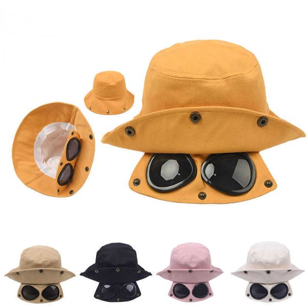

wide brim hats glasses fisherman hat bucket hat spring and autumn bucket hat with sunglasses hip-hop goggles men and women l230222, Blue;gray