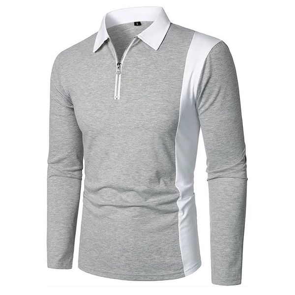 

men's polos trend men's fashion lapel shirt long sleeve men's stitching casual sport t-shirt 230223, White;black