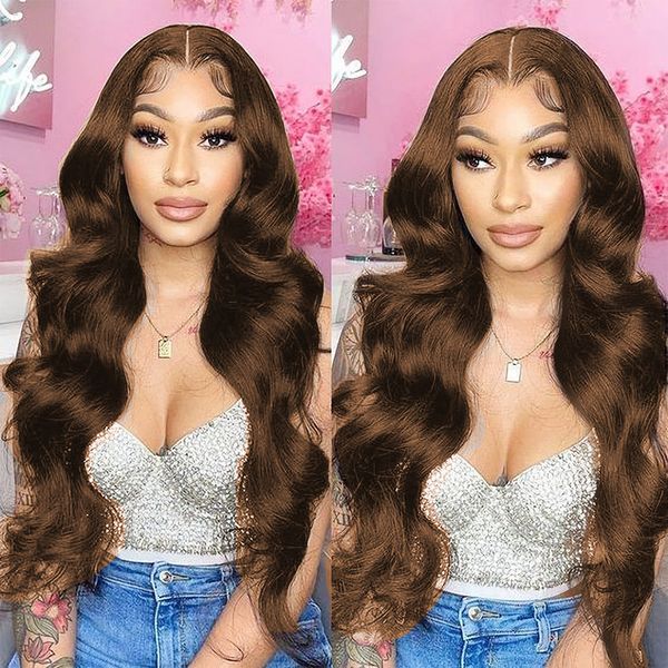 

chocolate brown body wave lace front wig brazilian hd lace frontal wig colored lace front human hair wigs tpart pre plucked, Black