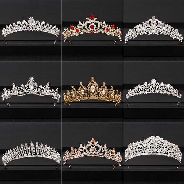 

hair clips barrettes wedding crown hair jewelry bridal hair accessories women baroque crown rhinestones crystal tiaras bride queen party cro, Golden;silver