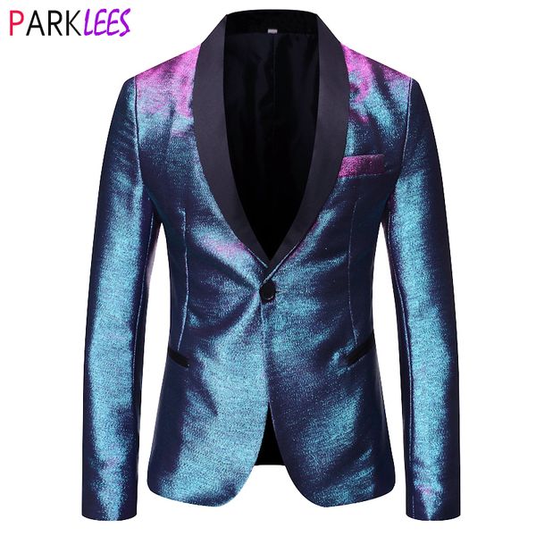 

mens suits blazers shiny fashion gradient dress blazer one button shawl lapel elegant suit jacket men casual party prom wedding banquet tuxe, White;black