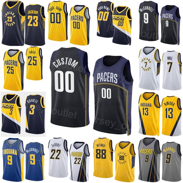 

screen printed man youth basketball jalen smith jersey 25 george hill 7 serge ibaka 99 nwora 13 chris duarte 3 myles turner 33 buddy hield 2, Black;red