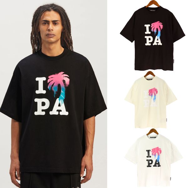 

men's t-shirts chao brand angel letter direct spray printing short sleeve t-shirt palm tree net red youth spring and summer 2023s new, White;black